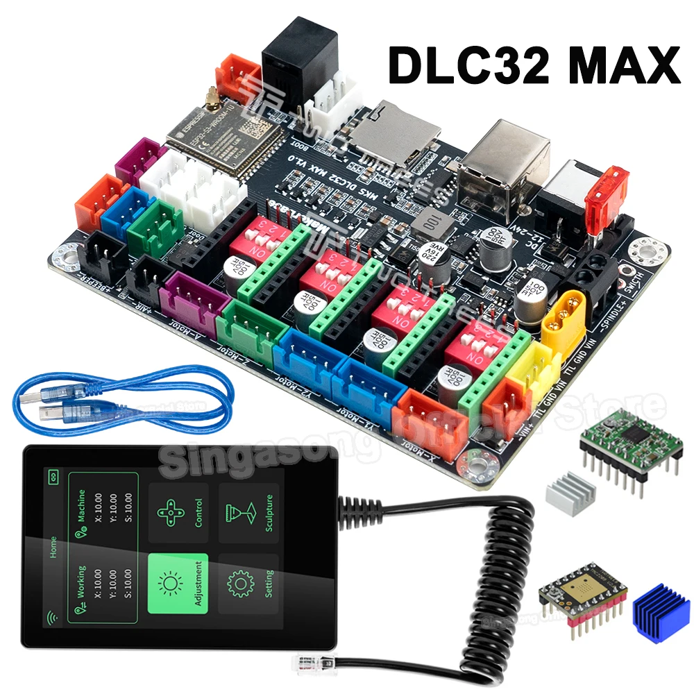 Makerbase mks dlc32 max placa-mãe máquina de gravação a laser controlador de 4 eixos para cnc carpintaria gravador peças placa atualização