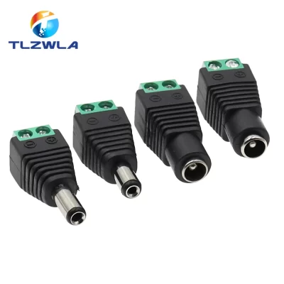 1PCS 12V 2.1 x 5.5mm DC Power Male Plug Jack Adapter Connector Plug for CCTV single color LED Light 5.5*2.5mm The socket