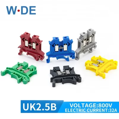 10Pcs Din Rail Terminal Block UK-2.5B Wire Electrical Conductor Universal Connector Screw Connection Terminal Strip Block UK2.5B