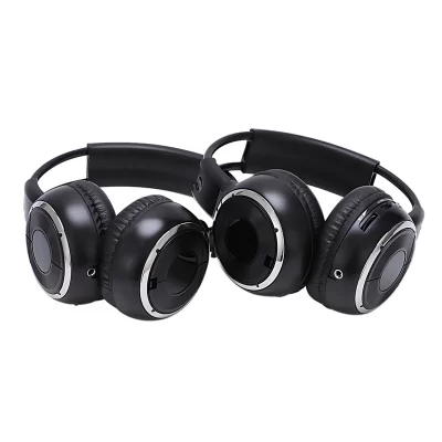 Duplo infravermelho estéreo fone de ouvido sem fio, IR carro DVD Player, headrest headset, preto, 2 pcs