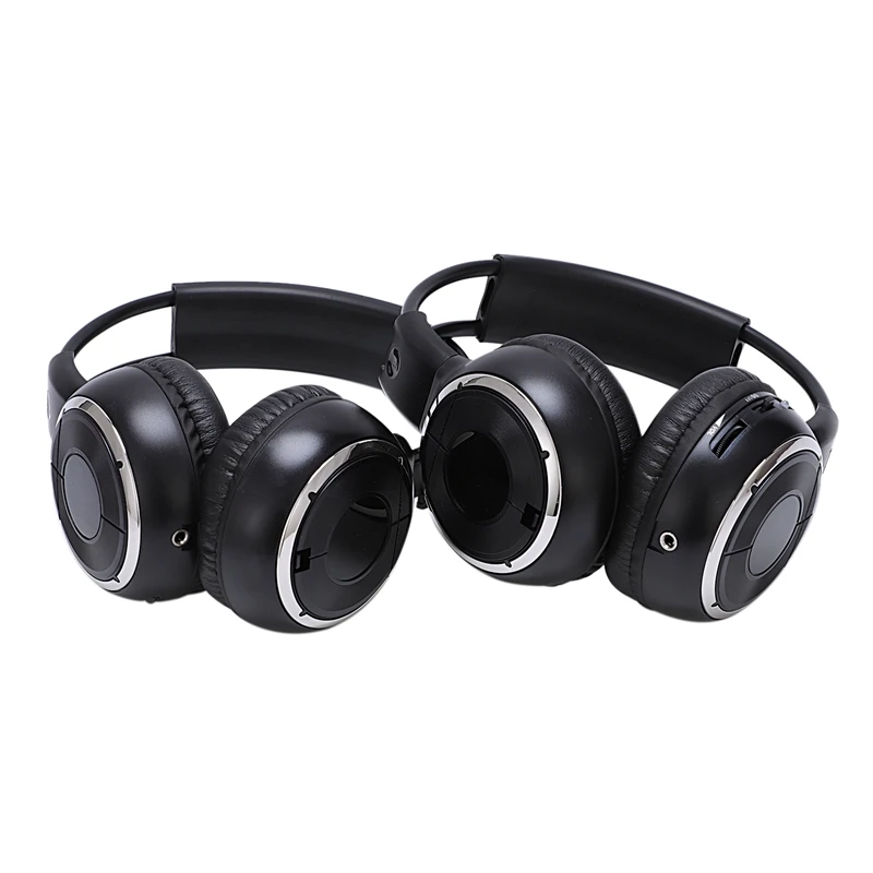 Duplo infravermelho estéreo fone de ouvido sem fio, IR carro DVD Player, headrest headset, preto, 2 pcs