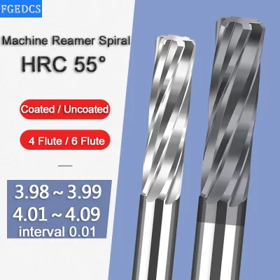 Máquina de carboneto reamer espiral 4.01 4.02 4.05 4.06 4.07 4.08 4.03 3.98 4.09 cortador de metal 4 flauta cnc mandril ferramentas de corte