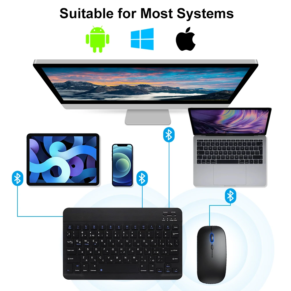 Bluetooth Keyboard and Mouse For iPad Xiaomi Samsung Huawei Phone Tablet Slim Mini Wireless Keyboard For Android IOS Windows - Image 2