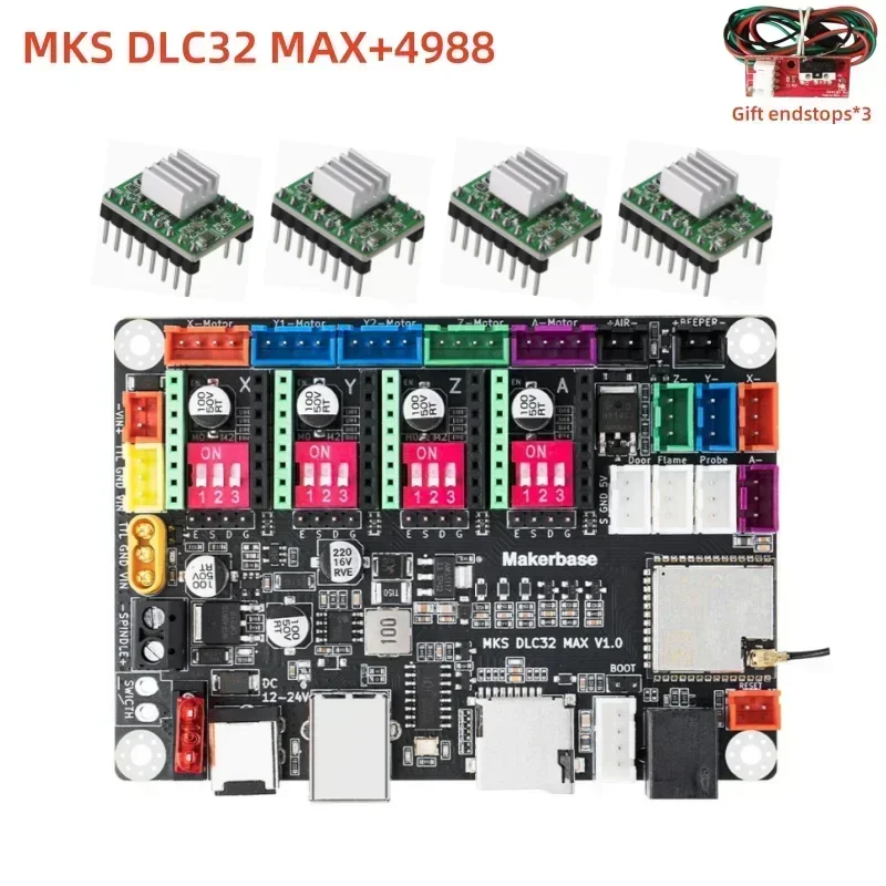 Grbl 32 bits esp32 controlador mks dlc32 max placa de expansão 4 eixos cnc escudo placa de fuga máquina gravura peças atualização - Image 2