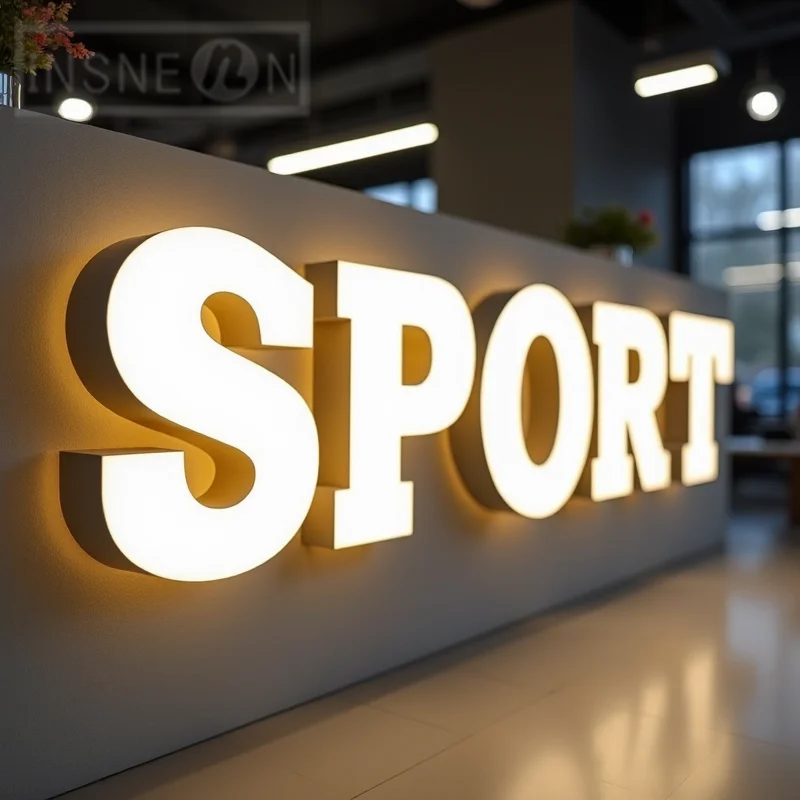 Sinal de letras de metal com iluminação frontal LED 3D personalizado para vitrine de negócios Sinalização de publicidade iluminada à prova d'água ao ar livre