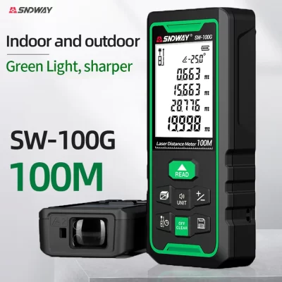 Sndway laser rangefinder alta precisão roleta medidor de distância a laser medição 40m 100m 120m fita métrica digital range finder