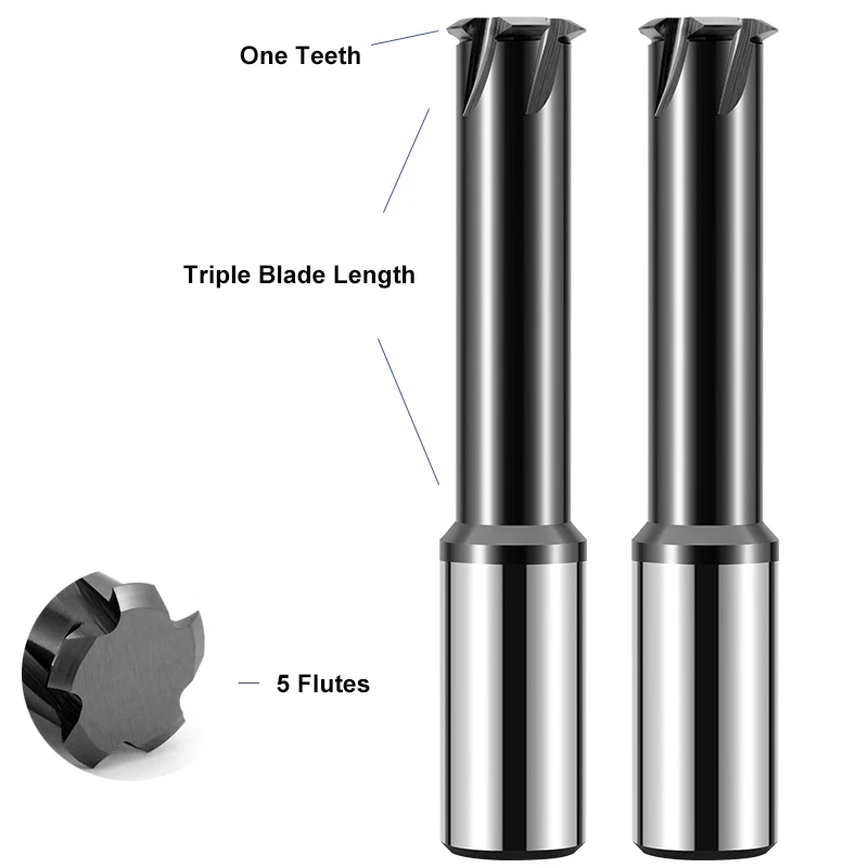 AZZKOR-Tungstênio Aço Carboneto Rosca Fresa, Centro de Usinagem CNC Ferramentas, Único, Três, Dente Completo, Preto Nano Revestimento, HRC65 - Image 5