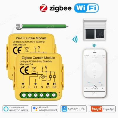 Tuya ZigBee WiFi Módulo de Interruptor de Cortina Inteligente, Conectar Persianas, Persianas Motor Temporizado, Controle de Voz para Alexa, Google Home