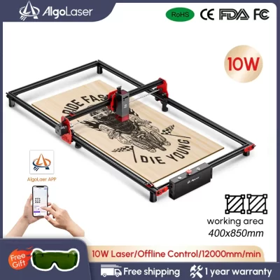 Conjunto completo grande 10w gravador a laser sem fio cortador de madeira máquina gravura algolaser kit diy 85x40cm kit laser assistido por ar