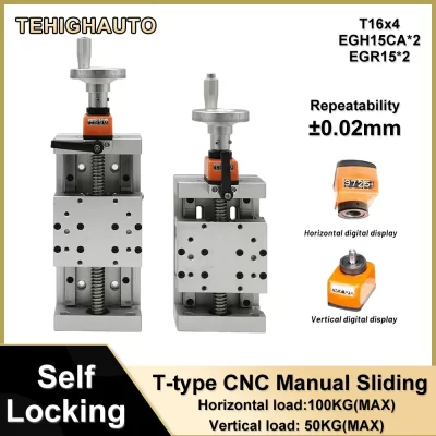Cnc eixo z manual contador digital slide mesa de aço inoxidável trilho linear estágio 100kg movimento linear estágio único eixo robô xyz