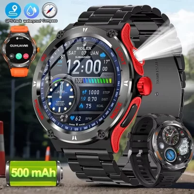 2025 newoutdoor esporte relógio inteligente masculino gps fitness bússola lanterna led 3atm à prova dwaterproof água bt5.3 chamada smartwatch para ios android