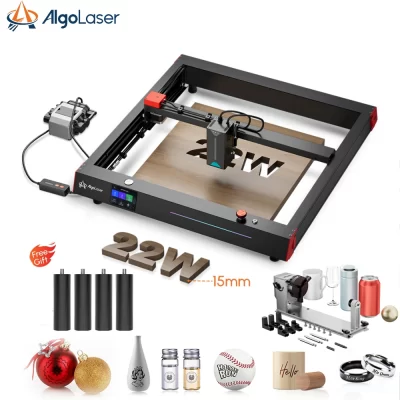 Algolaser Delta 22W Craft Laser Cutter Gravador Tela de toque mais inteligente com rotativa e bomba de ar para artesanato fazendo madeira/PVC/Metal/MDF