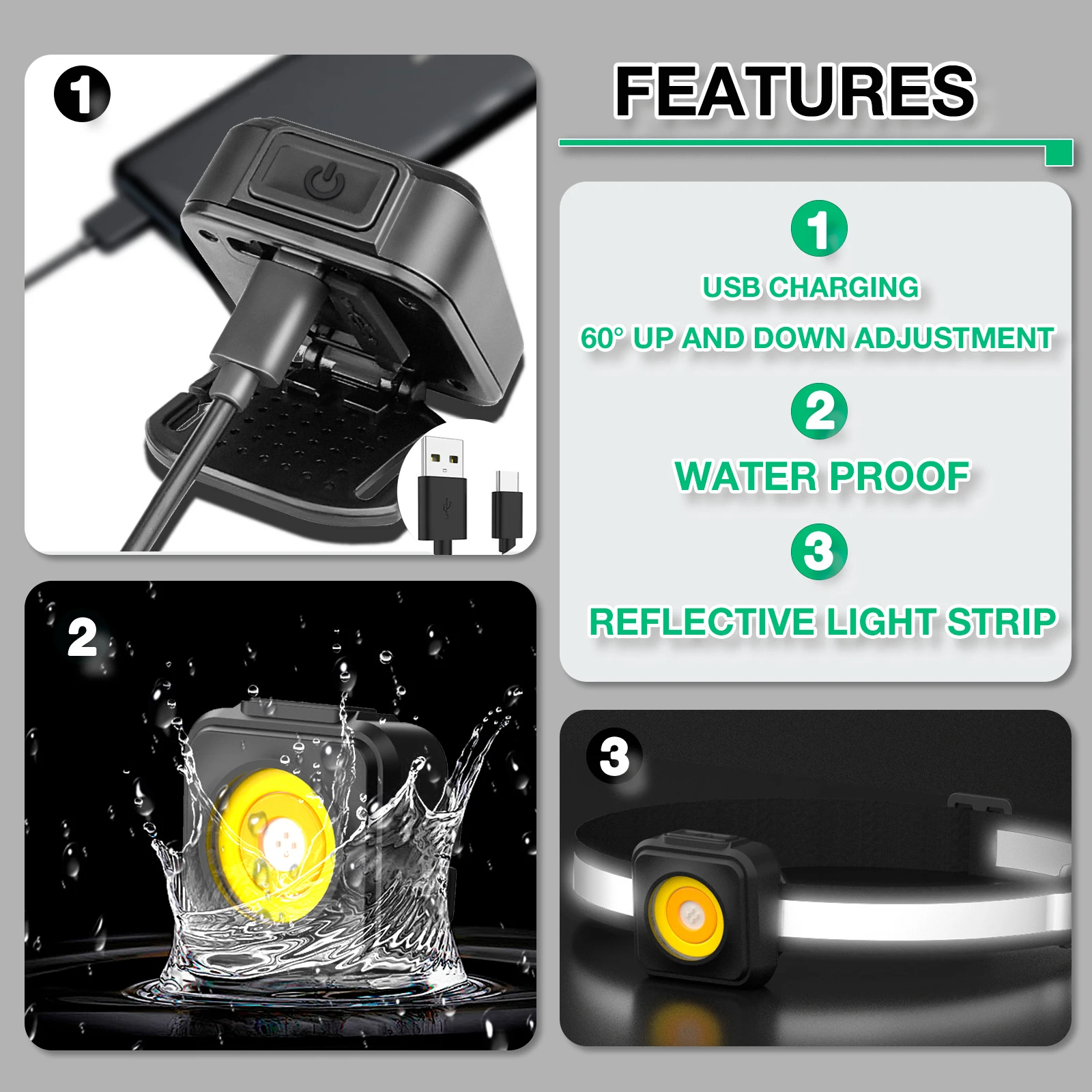 Iluminação de pistola de pintura de nível industrial, farol de iluminação doméstica recarregável USB, adequado para iluminação de pistola de pintura, companheiro de iluminação de ferramenta pneumática - Image 3
