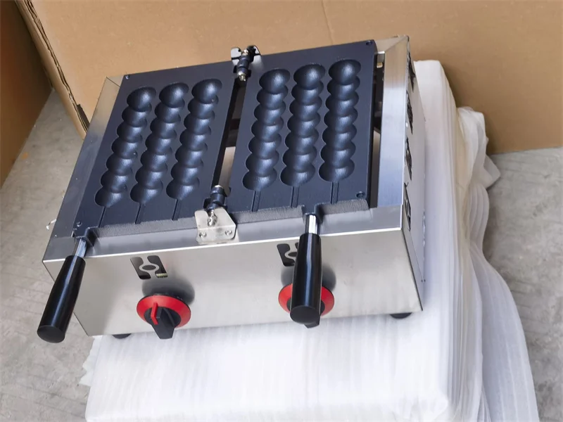 Modelo de gás comercial bolas takoyaki que faz a máquina com panela antiaderente 3 cordas waffleballs padeiro - Image 4