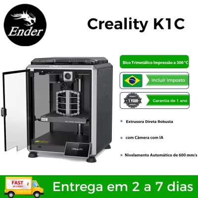 Creality K1C Impressora 3D Atualização K1 com impressora de câmera AI 600 mm/s Nivelamento automático Extrusora direta robusta Impressão tri-alta velocidade