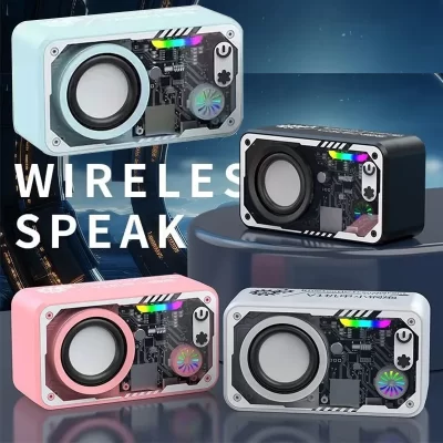 Transparente mecha v1 sem fio bluetooth alto-falante som luz ritmo subwoofer tws estéreo cyberpunk centro de música chamada mãos-livres