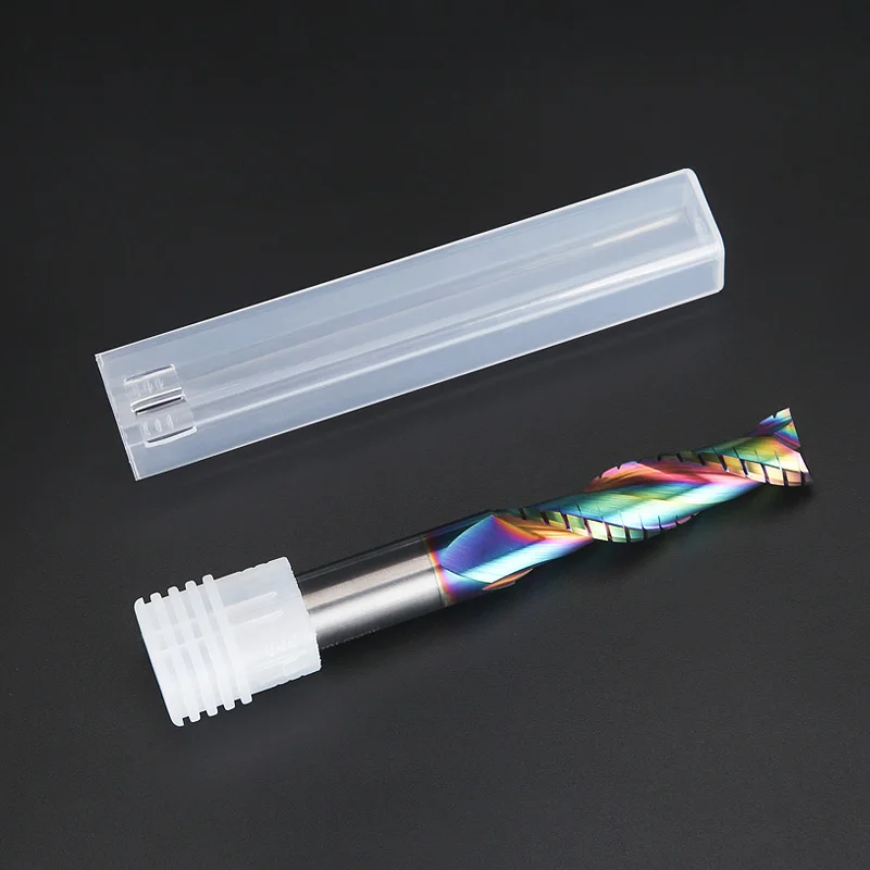 HUHAO Fresa Composta para Madeira 2 Flauta Espiral Carbide Chip End Mill DLC Revestimento CNC Router Bit Cutter Aglomerado Acrílico - Image 4