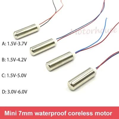Dc 1.5v 3v 3.7v 5v 6v motor de vibração à prova dwaterproof água mini micro 7mm coreless encapsulado vibrador instrumento beleza brinquedo massageador