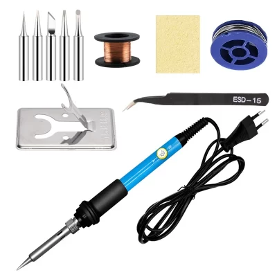 Ferro de solda elétrico com temperatura ajustável, 220v, 110v, 60w, estação de retrabalho de solda, pontas de lápis de calor, ferramentas de reparo