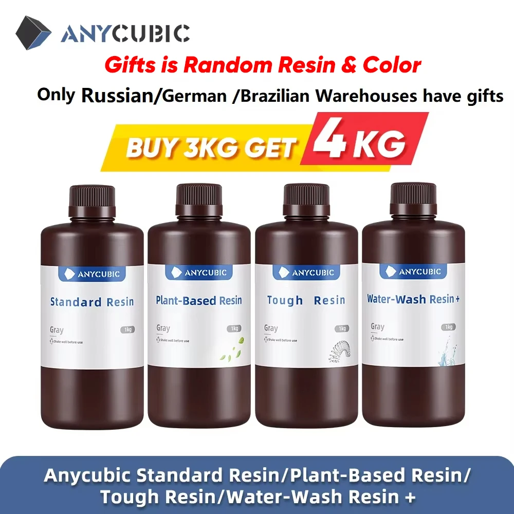 Resina de lavagem de água padrão ANYCUBIC/resina UV de planta resistente para impressora 3D LCD 405nm resina sensível ao fotopolímero líquido impressão 3D