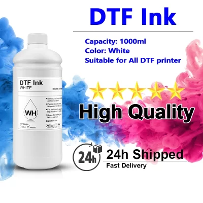 Conjunto de tinta dtf branca 1000ml para filme dtf, transferência de calor direta para impressora epson, tinta i3200 l1800 l800 l805, filme pet