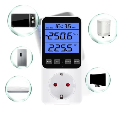 Wattímetro digital lcd 230v medidor de energia de energia voltímetro amperímetro monitor de consumo 50hz soquete analisador ue eua reino unido au fr br plug