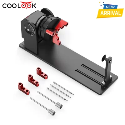 Módulo de gravação a laser COOLOOK O módulo de gravação de tambor rotativo do eixo Y CR1 é adequado para máquinas de gravação a laser girarem 360° para gravar anéis, copos e objetos cilíndricos em forma de L