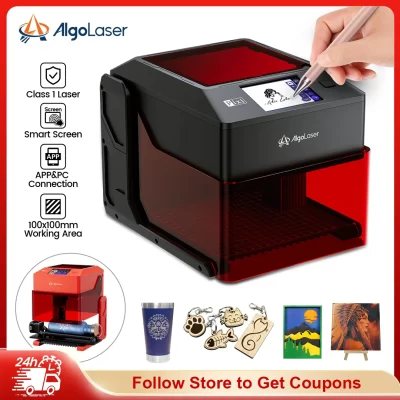 AlgoLaser Pixi Portable Smart Laser Engraver with Touch Screen Mini Engraving Cutter Machine Business Customization DIY Dog Tag