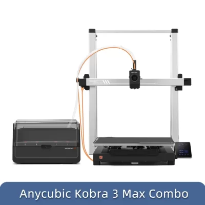 Anycúbico kobra 3 max combo impressora 3d fdm até 600 mm/s velocidade máxima de impressão volume de construção enorme 500*420*420mm controle de aplicativo inteligente