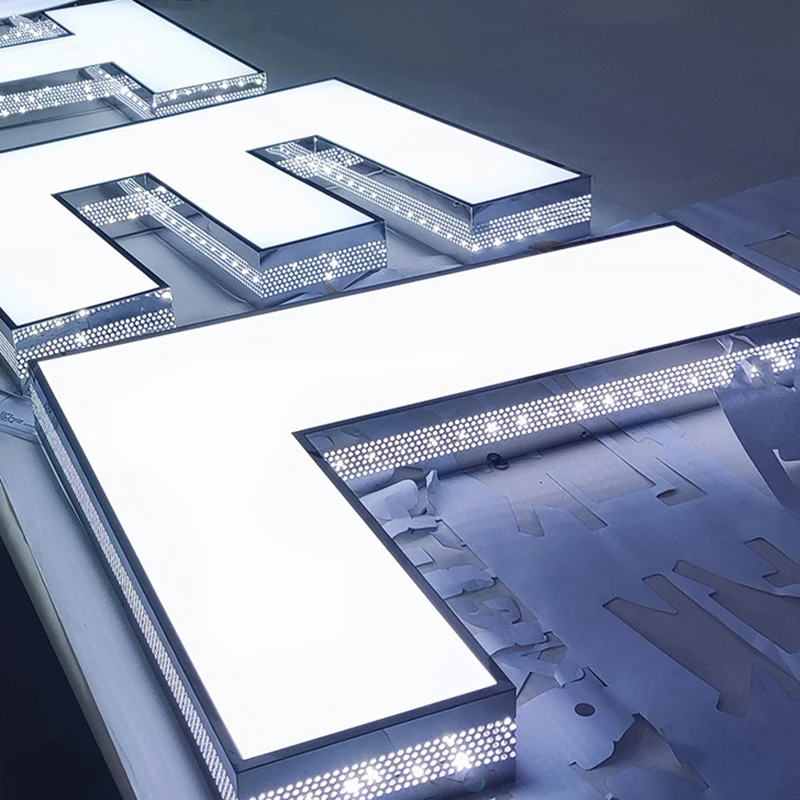 Personalizado 3d de aço inoxidável luz publicidade efeito diamante iluminado carta sinal logotipo do negócio led número da casa ao ar livre à prova dwaterproof água - Image 2