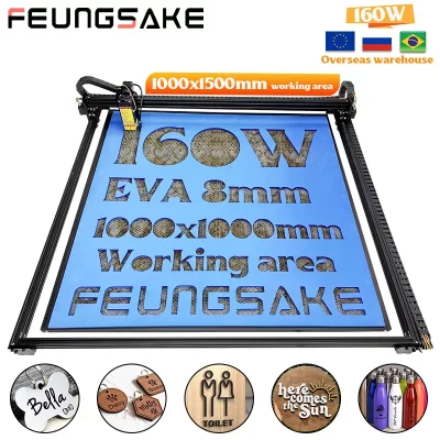 Cortador e gravador a laser 160w com máquina de gravação a laser de assistência de ar para máquina de impressora de madeira cnc desktop