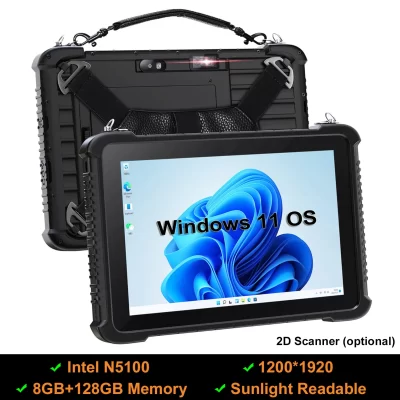 10.1 inch Windows 11 Tablet PC 8GB +128GB 1200*1920 Intel N5100 Rugged Industrial Tablet With 2D Scanner NFC GSM/4G HDMI RJ45