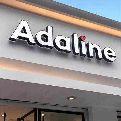 Letras 3D Frontlit Channel, sinal de negócios 3D, sinal de metal retroiluminado, sinal de logotipo 3D personalizado, sinal LED 3D, sinalização externa personalizada