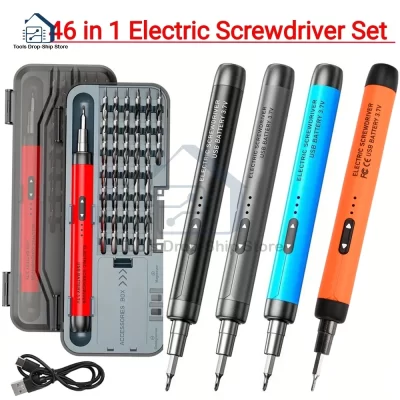 46 em 1 conjunto de chave de fenda elétrica kit de ferramentas elétricas de precisão DC3.7-4.2V sem fio mini pequeno bit para reparo de computador celular móvel crv