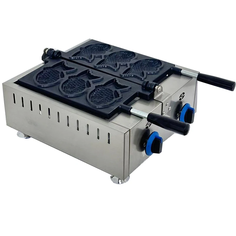 110v/220v gás elétrico forma de peixe com boca próxima sorvete taiyaki fabricante taiyaki 3 pçs em forma de peixe máquina de fazer waffle - Image 2