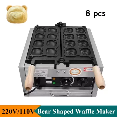 Máquina comercial de fazer waffle em forma de urso, elétrica, fofa, panqueca, padeiro, revestimento antiaderente