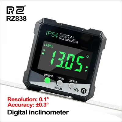 Medidor de ângulo de nível digital RZ 360 ° Mini inclinômetro digital de medição com base magnética, transferidor cônico universal eletrônico