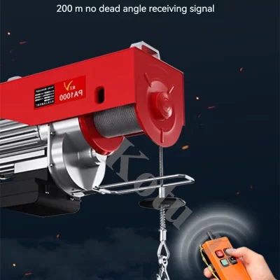 Guincho elétrico portátil com fio de aço, guincho elétrico de 600kg com controle remoto sem fio para barco, carro, garagem