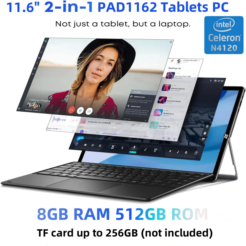 Galavey Terra Tablet 11.6" Intel Celeron N4120 64-Bit Windows 11 8GB RAM 512GB ROM Type C Tablets 1920x1080IPS HDMI-Compatible