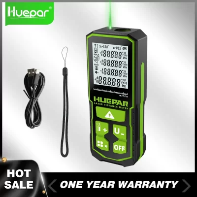 Huepar feixe verde laser rangefinder medidor de distância digital 60m/100m/120m tela lcd multi função trena ferramentas medição a laser