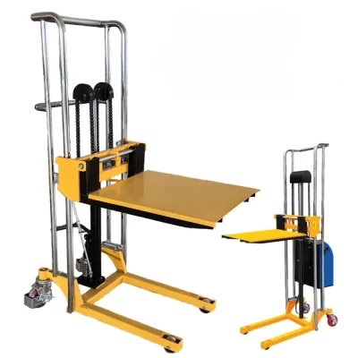 Empilhadeira hidráulica elétrica com pedal, plataforma de levantamento, pequena