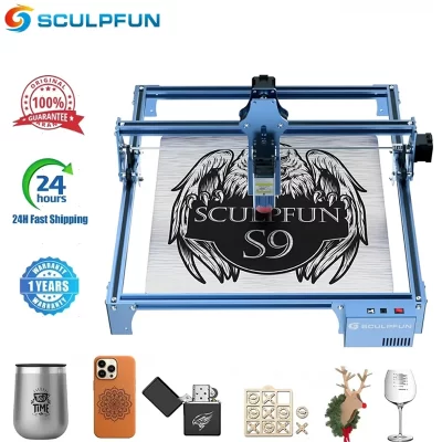 Sculpfun s9 90w efeito máquina de gravação a laser para pet tag printe madeira acrílico vidro gravador máquina corte 410x420mm área trabalho