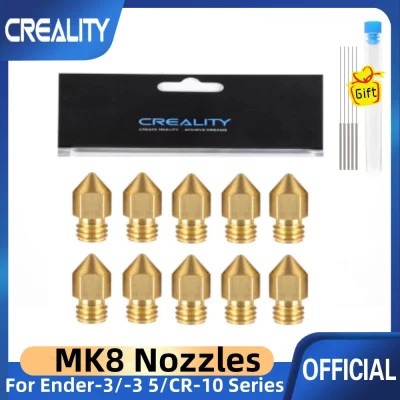 Creality 10 peças bicos de latão para impressora 3d mk8, 0.2/0.3/0.4/0.6/0.8/1.0mm, extrusora ender 3, bicos de aço inoxidável para impressoras 3d
