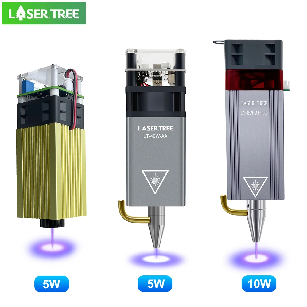 Módulo laser de árvore a laser, 4w, 5w, 10w, potência óptica com cabeça de laser de assistência de ar, 450nm, ttl, luz azul, gravador, corte de madeira, ferramentas diy