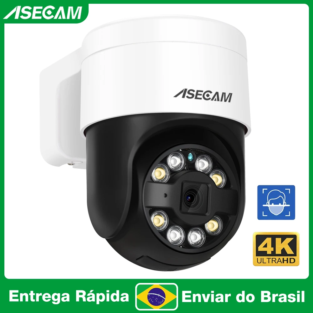 ASECAM 8MP 4K Câmera de Segurança IP PTZ Detecção de Rosto Humano Alarme áudio Externa Camera de Vigilância H.265 Onvif RTSP XMeye no Brasil