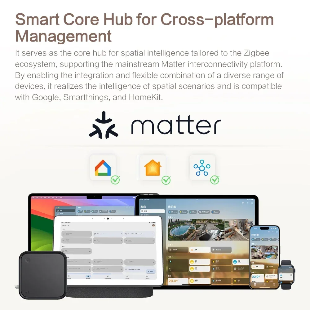 Zemismart m6 hub matéria zigbee gateway com antena funciona com tuya homekit google home smartthings app controle dispositivos zigbee - Image 2