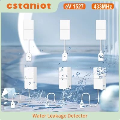 Staniot tuya detector inteligente de vazamento de água, compatível com sistema de alarme de segurança doméstica, suporte para bateria fraca, sensor de inundação