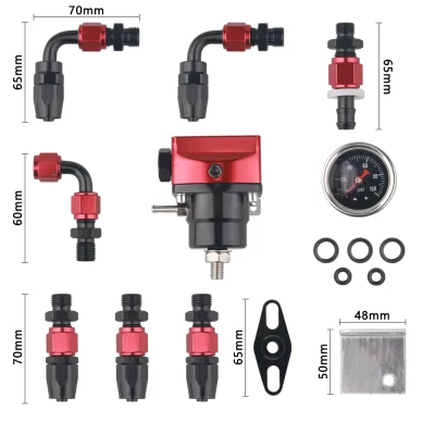 Kit regulador de pressão de combustível ajustável universal com medidor AN6 mangueira de linha de combustível e kit final de acessórios para automotivo
