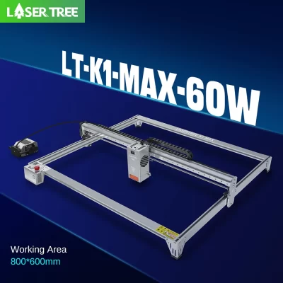 LASER TREE-Máquina de corte e gravação a laser, gravação a laser módulo 60W, ferramentas para trabalhar madeira CNC, área de gravação 800x600mm, K1 MAX