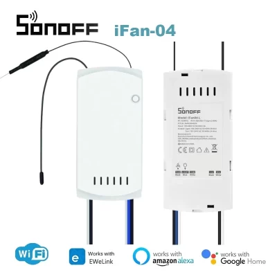 Sonoff ifan04 wifi ventilador de teto inteligente e controlador de luz com controlador rm433 r2 ewelink suporte controle remoto alexa google
